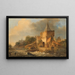 Overstroming bij de stadspoort - Elias Pieter van Bommel — ingelijst kunstwerk aan de muur
