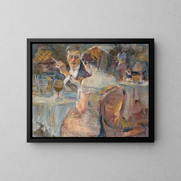 Evening in a Parisian Café - Élie Anatole Pavil — framed artwork on a wall