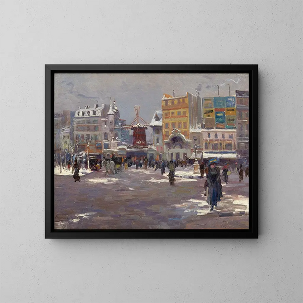 The Moulin Rouge in winter - Élie Anatole Pavil — framed artwork on a wall