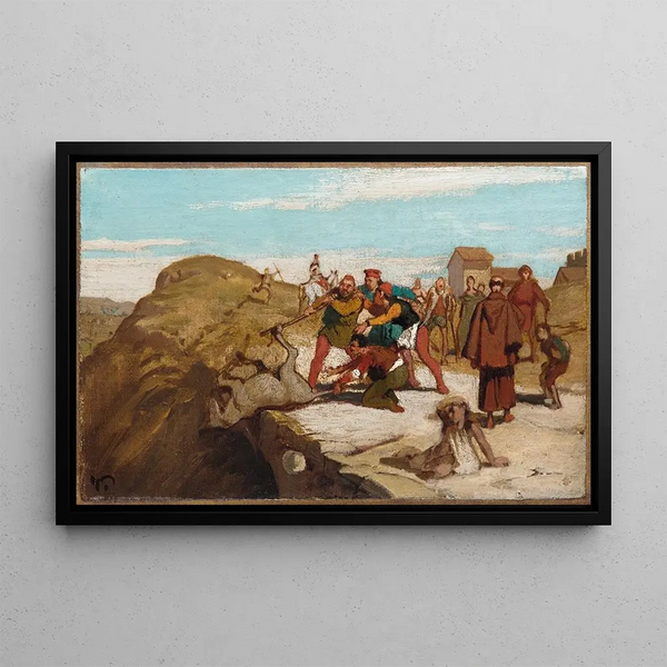 Elihu Vedder - The Fable of the Miller His Son and the Donkey No 7.webp