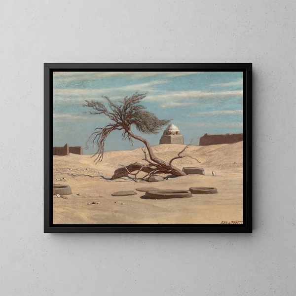 Boom en graven op de weg van Tel El Armano, Egypte - Elihu Vedder — ingelijst kunstwerk aan de muur
