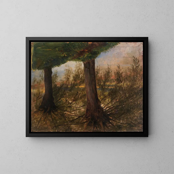 Trees by a Stream - Eliphalet Fraser Andrews — framed artwork on a wall