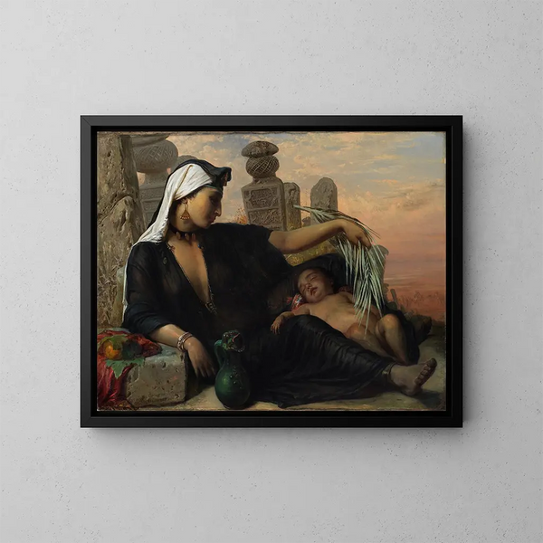 an Egyptian girl with her baby - Elisabeth Jerichau-Baumann — framed artwork on a wall