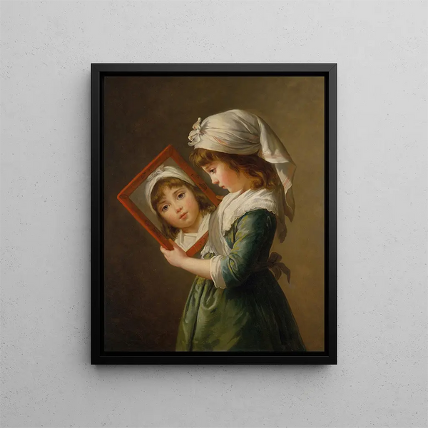 Julie Le Brun die zichzelf in de spiegel bekijkt - Elisabeth Louise Vigée Le Brun — ingelijst kunstwerk aan de muur