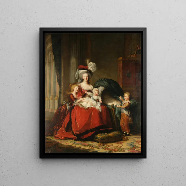 Marie-Antoinette van Lorraine, koningin van Frankrijk van de Habsburgers, en haar kinderen - Elisabeth Louise Vigée Le Brun — ingelijst kunstwerk aan de muur