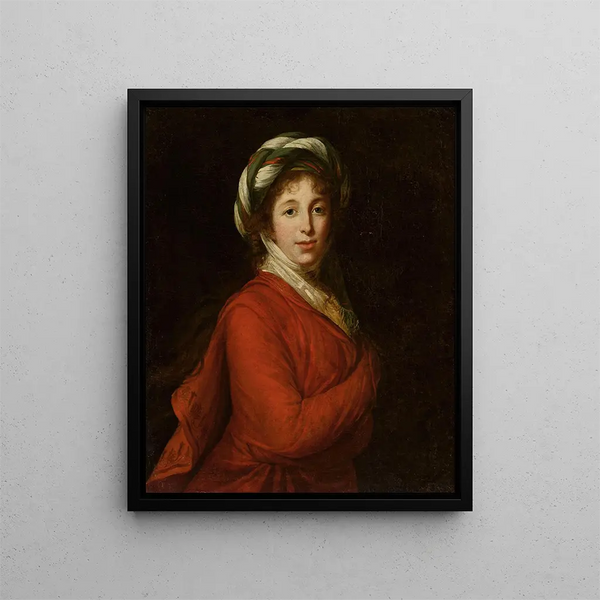 Portret van een vrouw met tulband - Elisabeth Louise Vigée Le Brun — ingelijst kunstwerk aan de muur