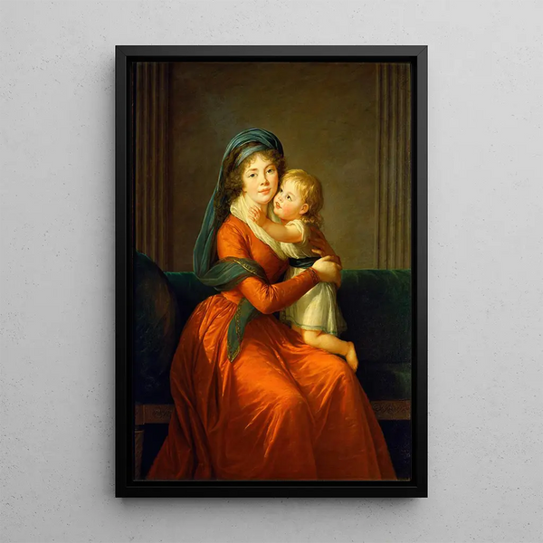 Portret van prinses Alexandra Golitsyna en haar zoon Piotr - Elisabeth Louise Vigée Le Brun — ingelijst kunstwerk aan de muur