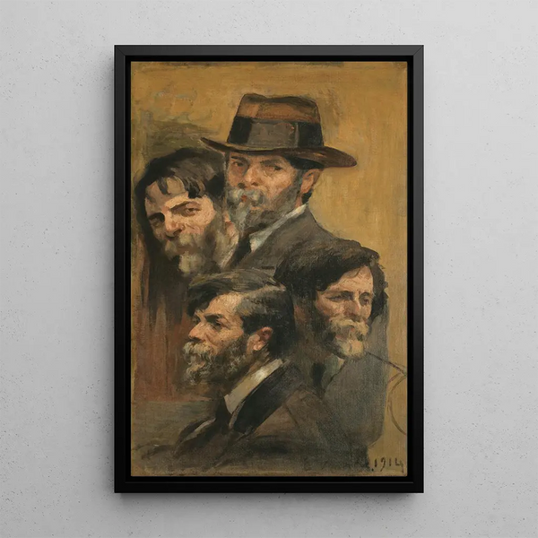 Autoportrait en vier poses - Eliseu Visconti — ingelijst kunstwerk aan de muur