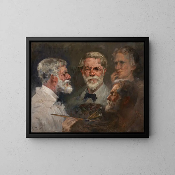 Self-portrait in three poses - Eliseu Visconti — framed artwork on a wall
