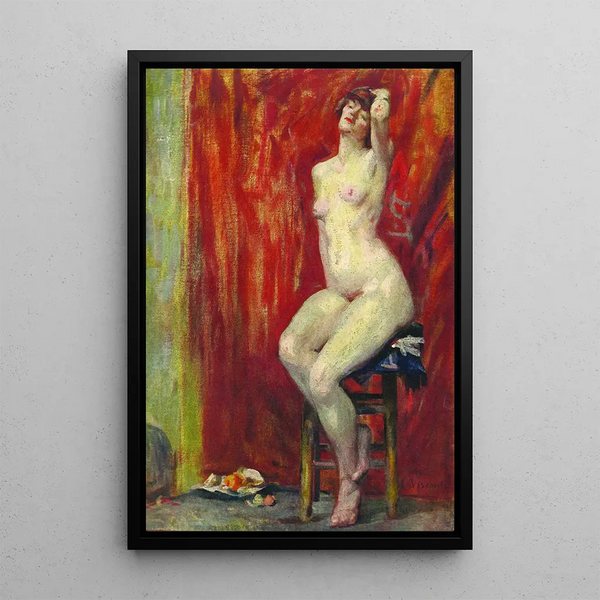 Nude Sitting Painting - Eliseu Visconti — framed artwork on a wall