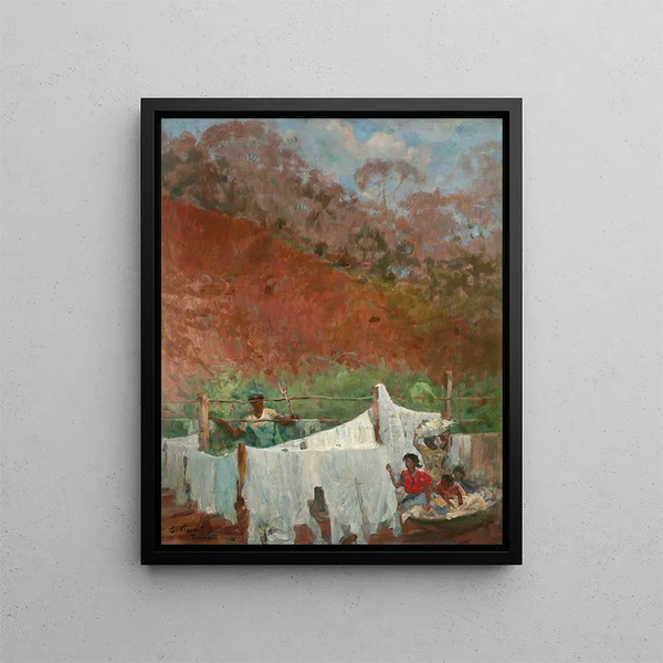 Hangen van de kleding - Eliseu Visconti — ingelijst kunstwerk aan de muur