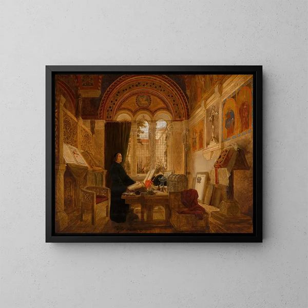 binnenkant van een klooster in Italië - Elmslie William Dallas — ingelijst kunstwerk aan de muur
