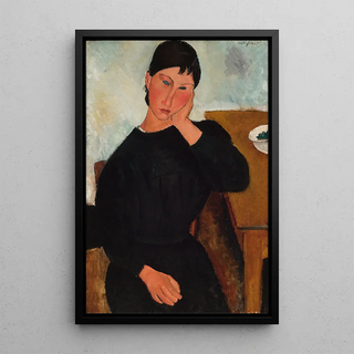 Elvire zittend, leunend op een tafel - Amedeo Modigliani