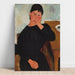 Reproductie van het schilderij Elvire zittend, leunend op een tafel - Amedeo Modigliani