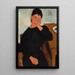 Reproductie van het schilderij Elvire zittend, leunend op een tafel - Amedeo Modigliani