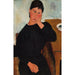 Reproductie van het schilderij Elvire zittend, leunend op een tafel - Amedeo Modigliani