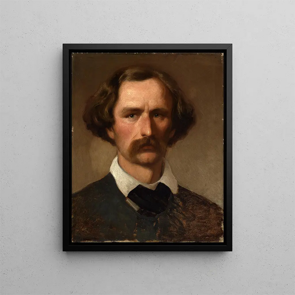 Portrait painting of the artist Carl Friedrich Lessing - Emanuel Gottlieb Leutze — framed artwork on a wall