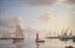 Vue van Langelinie richting de Koninklijke scheepswerven bij Nyholm Kopenhagen ochtendlicht - Emanuel Larsen — weergave van het kunstwerk