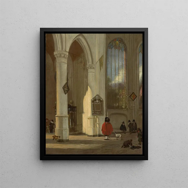 Interior of the Old Church in Delft - Emanuel de Witte — framed artwork on a wall