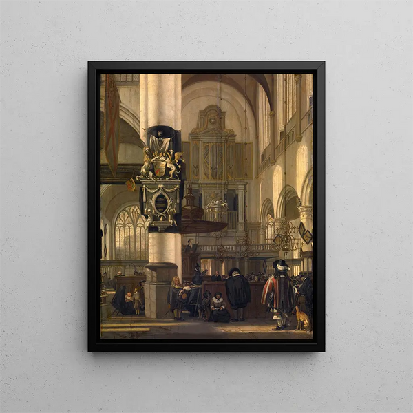 Interior of the Protestant Church - Emanuel de Witte — framed artwork on a wall