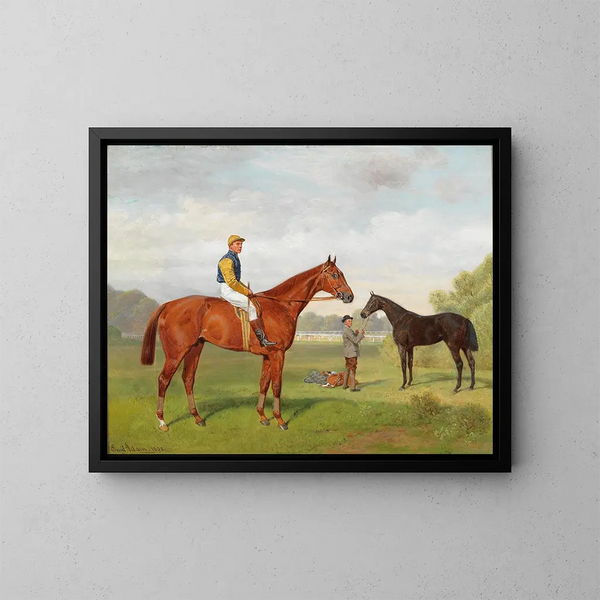 Rul et Kommasszony de la succession du baron Hermann von Knigswarter avec le jockey Robert Adams - Emil Adam — framed artwork on a wall