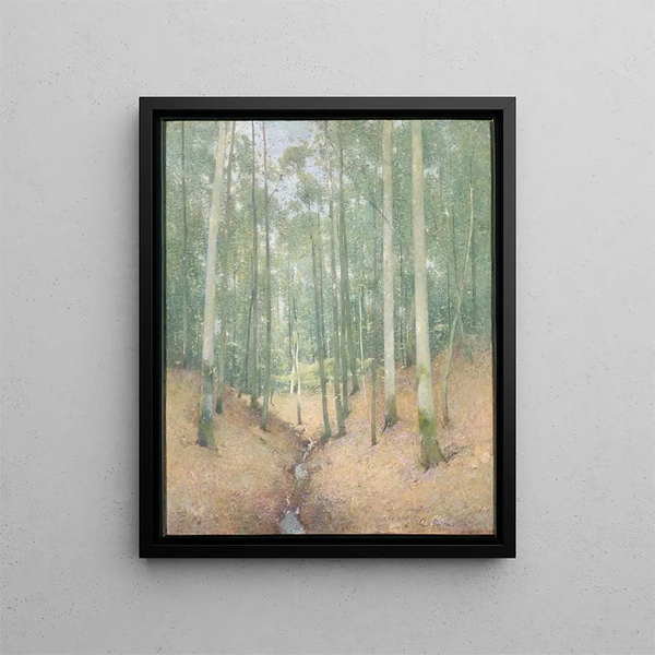 Wooden Interior Painting - Emil Carlsen — framed artwork on a wall