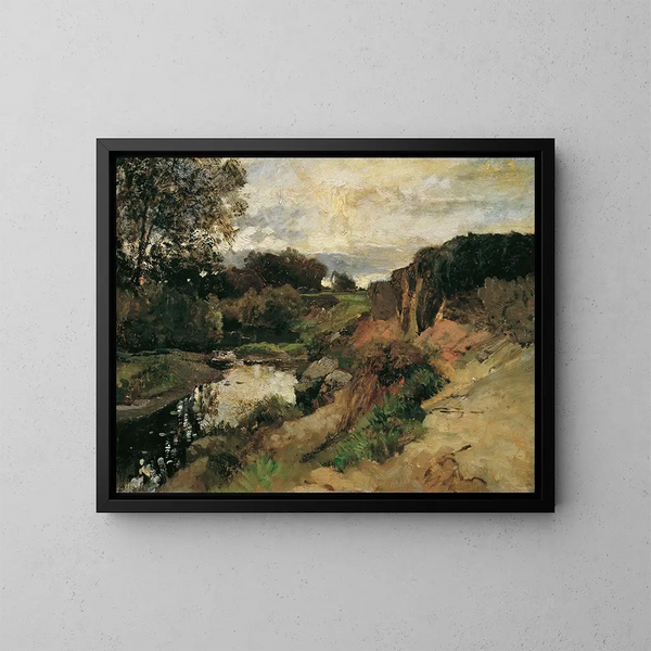 Au Tullnbach near Plankenberg - Emil Jakob Schindler — framed artwork on a wall