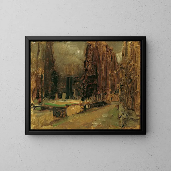 The Cemetery of Gravosa near Ragusa Study for Pax - Emil Jakob Schindler — framed artwork on a wall