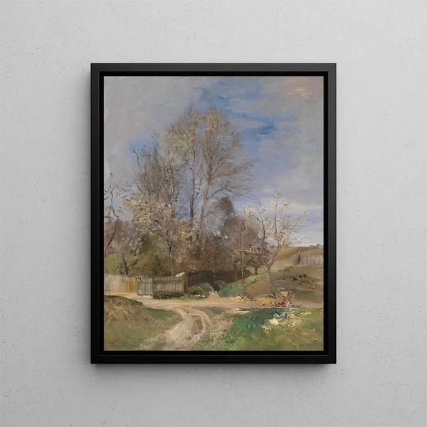 Spring Landscape of Plankenberg - Emil Jakob Schindler — framed artwork on a wall