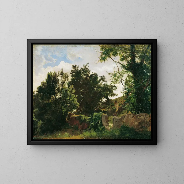 Wall of the castle at Plankenberg - Emil Jakob Schindler — framed artwork on a wall