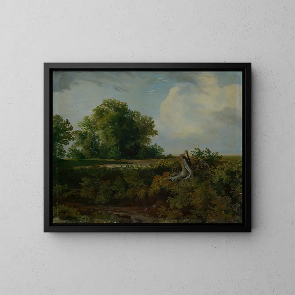 Souche d'arbre au bord du chemin - Emil Lugo — framed artwork on a wall