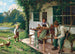 Een zomerdag voor het huis - Emil Rau — weergave van het kunstwerk