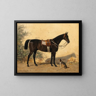 Emil Volkers - A Black Horse with a Dog.webp