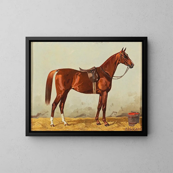 Cow in the Stable - Emil Volkers — framed artwork on a wall