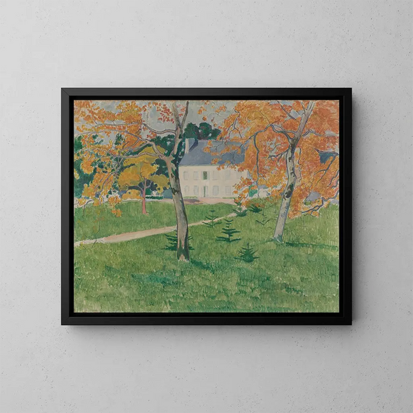 van huis tussen de bomen in Pont-Aven - Émile Bernard — ingelijst kunstwerk aan de muur