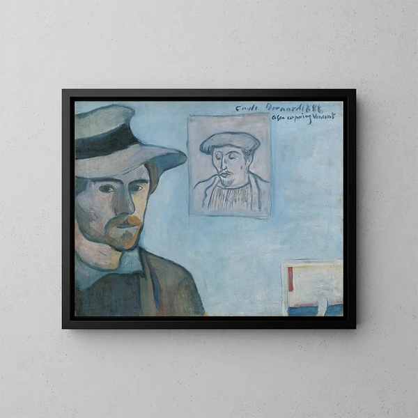 Zelfportret met portret van Gauguin - Émile Bernard — ingelijst kunstwerk aan de muur