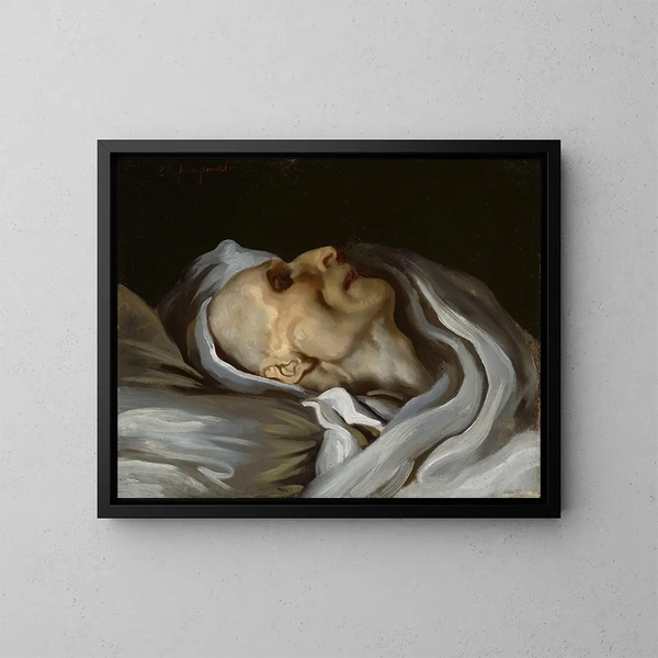 Théodore Géricault on his deathbed - Émile Champmartin — framed artwork on a wall