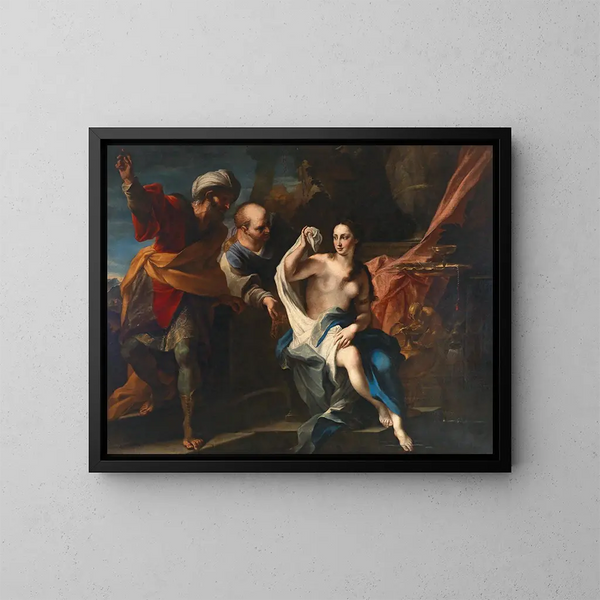 Suzanne et les vieillards - École émilienne — framed artwork on a wall