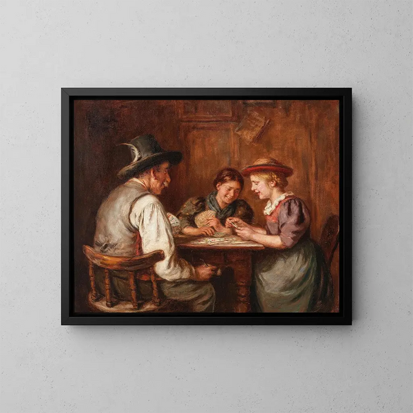Joueuses de cartes - Emma Müller von Seehof — framed artwork on a wall