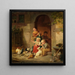 Kinderen van boeren die kippen voeren - Heinrich von Rustige — ingelijst kunstwerk aan de muur