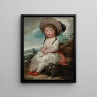 English School - A portrait of a young girl seated in a landscape with her pet dog thought to be the Honorable Mary Legge.webp