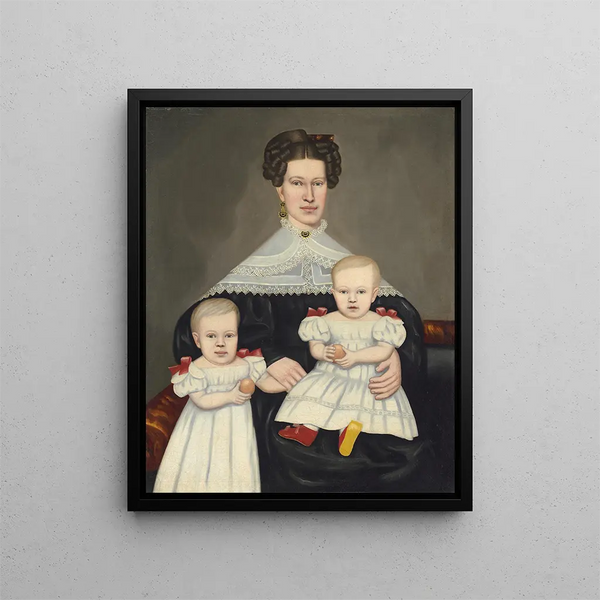 Mme Paul Smith Palmer and her twins - Erastus Salisbury Field — framed artwork on a wall