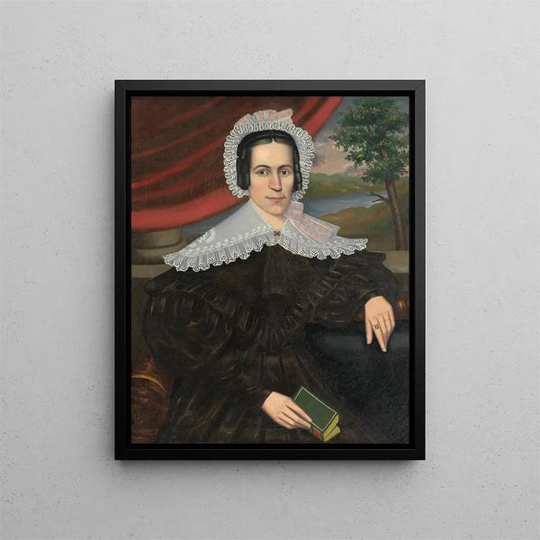 Femme au livre vert Louisa Gallond Cook - Erastus Salisbury Field — framed artwork on a wall