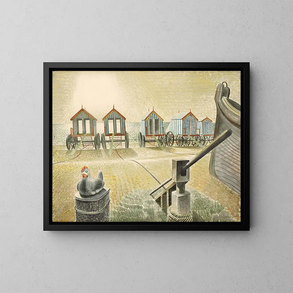 Bath Machines at Aldeburgh - Eric Ravilious — framed artwork on a wall