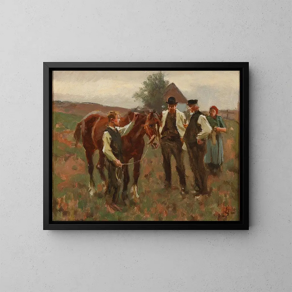Un marché de chevaux - Erik Henningsen — framed artwork on a wall