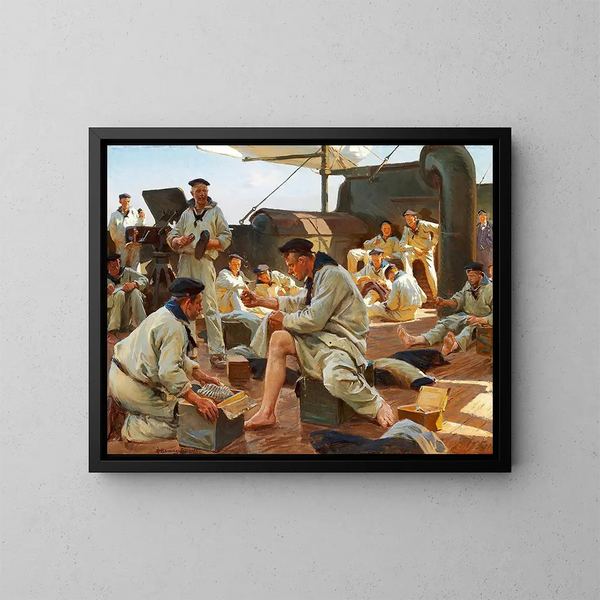 A Day of Celebration Aboard - Erik Henningsen — framed artwork on a wall