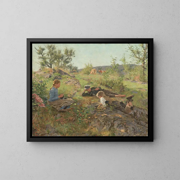 Shepherds at Tty - Erik Werenskiold — framed artwork on a wall