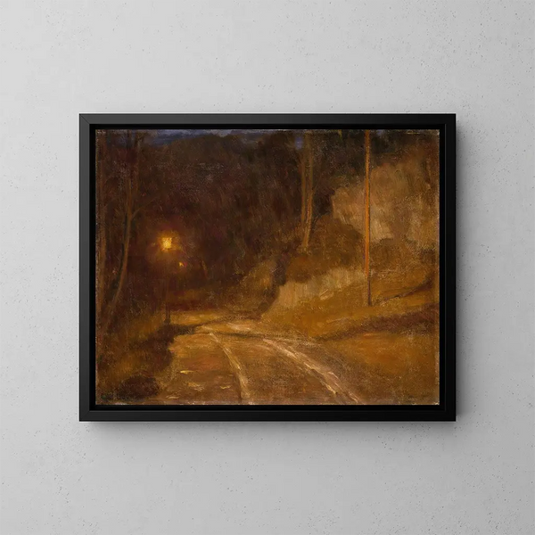 Light of lamp painting - Erik Werenskiold — framed artwork on a wall