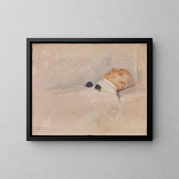The Professor OJ Broch is displayed in a state of grace - Erik Werenskiold — framed artwork on a wall