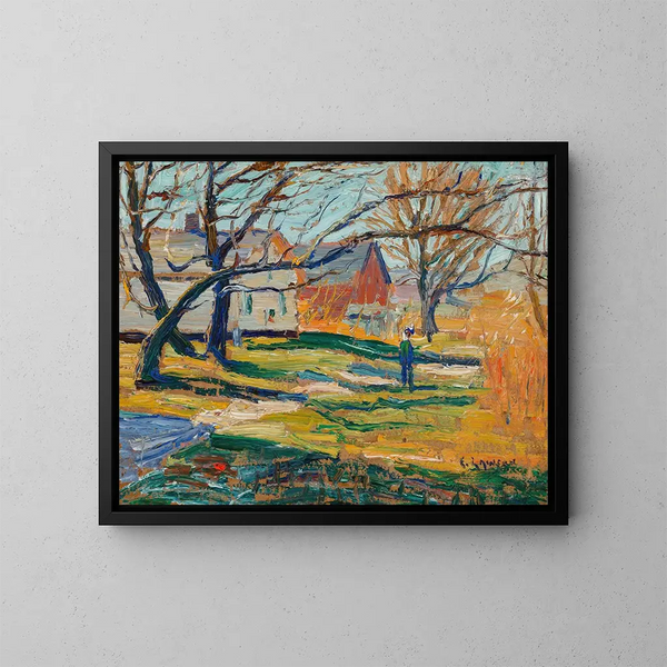 Farmhouse Painting - Ernest Lawson — framed artwork on a wall